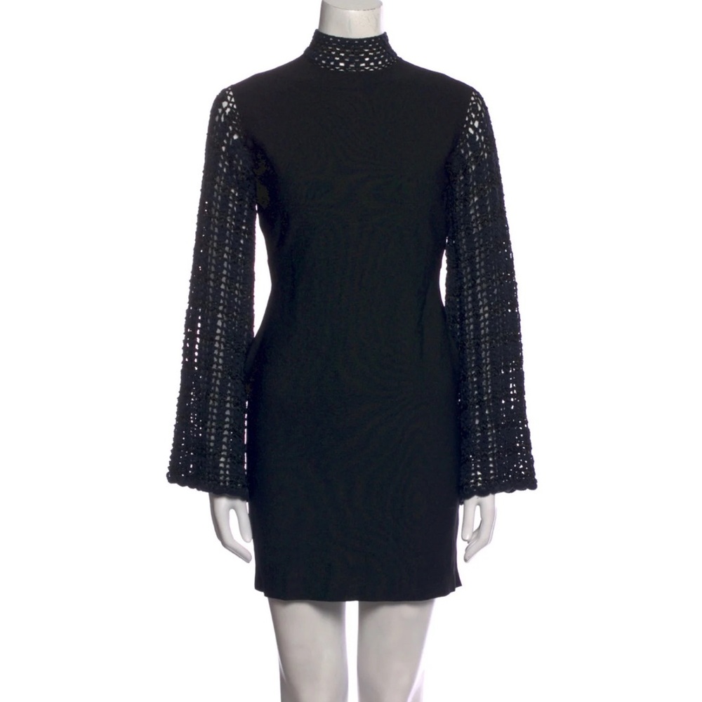 NEW Opening Ceremony Open Back Crochet Mini Dress in Black - Size S